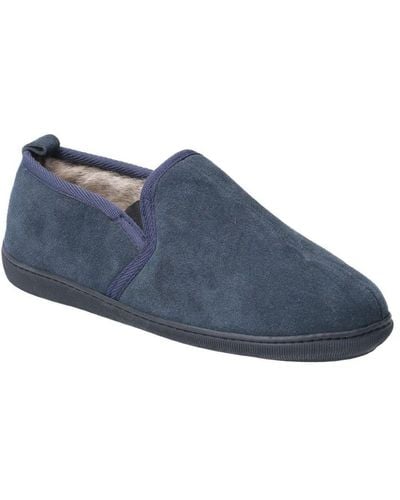 Hush Puppies Arnold Slip On Leather Slipper (marine) - Blauw