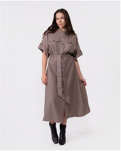 Tommy Hilfiger Rwb Check Midi Shirt Dress - Brown