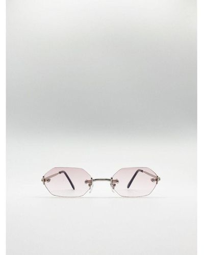 SVNX Rimless Hexagon Sunglasses - White