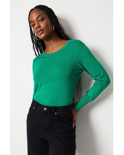 Warehouse Knitted Crew Neck Jumper - Green