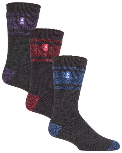 Heat Holders 3 Pack Multipack Insulated Thermal Socks For Winter - Blue