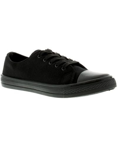 Platino New Ladies/ Fashionable Lace Up Canvas Pumps/Shoes. Canvas (Archived) - Black