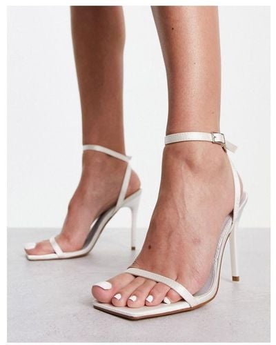 Truffle Collection Barely There Square Toe Stiletto Heeled Sandals - Pink