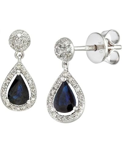 DIAMANT L'ÉTERNEL 18Ct 0.25Ct Diamonds With Teardrop Shaped Sapphire Drop Earrings - Blue
