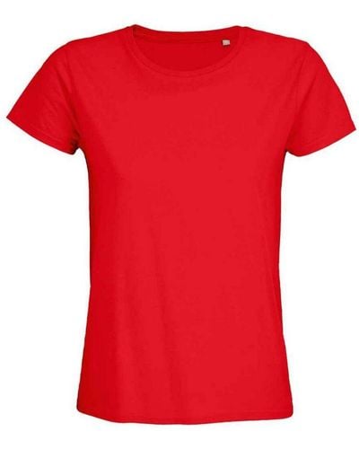 Sol's Ladies Pioneer Organic T-Shirt (Bright) Cotton - Red