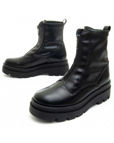 Purapiel Platform Boot Grannada2 In Black Leather