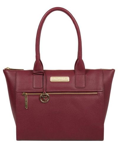 Pure Luxuries 'Faye' Pomegranate Leather Tote Bag - Red