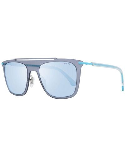 Police Mirrored Rectangle Sunglasses - Blue