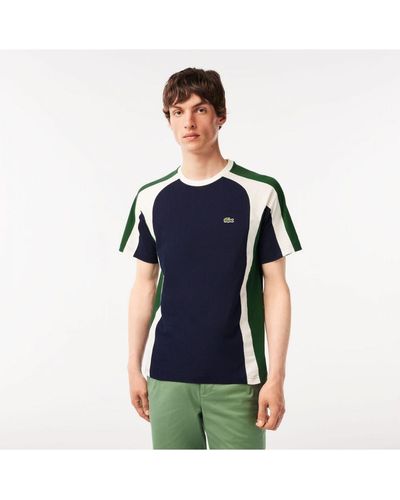 Lacoste Colourblock T-shirt Van Katoen In Multikleur - Blauw