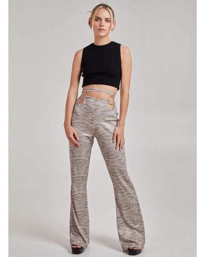 Pink Vanilla Cut Out Space Dye Flared Trousers - White