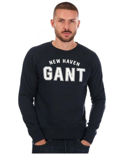 GANT Logo Crew Neck Sweatshirt - Blue