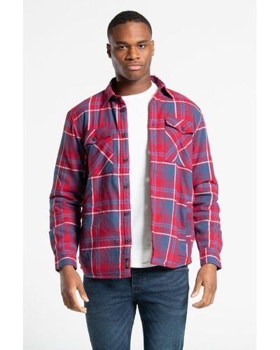 Tokyo Laundry Cotton Long Sleeve Borg Lined Check Shirt - Red