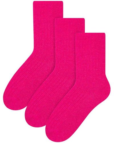 Steve Madden 3 Paar Multipack Dames Wol Gebreide Sokken | Warme Kousen Jurk Sokken - Roze