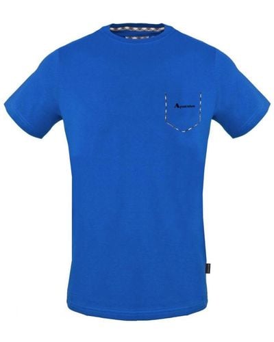 Aquascutum Check Pocket Trim T-Shirt Cotton - Blue