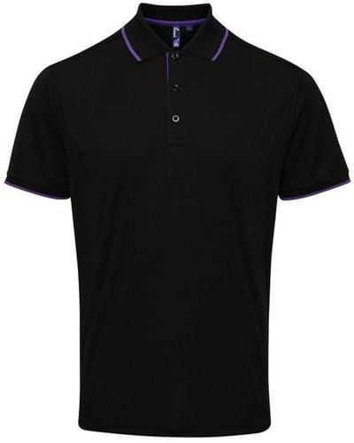 PREMIER Contrast Coolchecker Polo Shirt (/) - Black