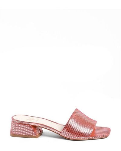 19V69 Italia by Versace Sandal Neper Stamp. Lam. Rosso Oro Leather - Pink