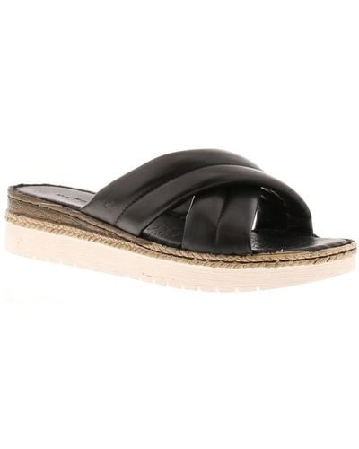 Hush Puppies Sandals Wedge Samira Leather Slip On Leather (Archived) - Black