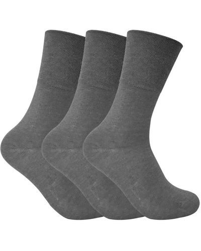 Sock Snob Set Van 3 Sokken Zonder Elastiek Thermo Diabetessokken Voor - Grijs