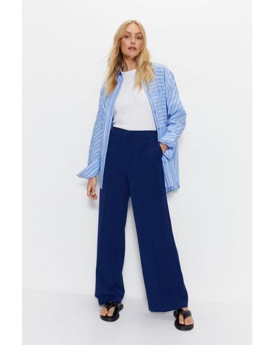 Warehouse Tailored Straight Leg Trousers - Blue
