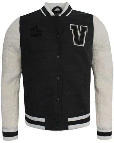Vans Off The Wall University Fleece Zip Up Varsity Jacket 2y7875 A41e A113b Textile - Black