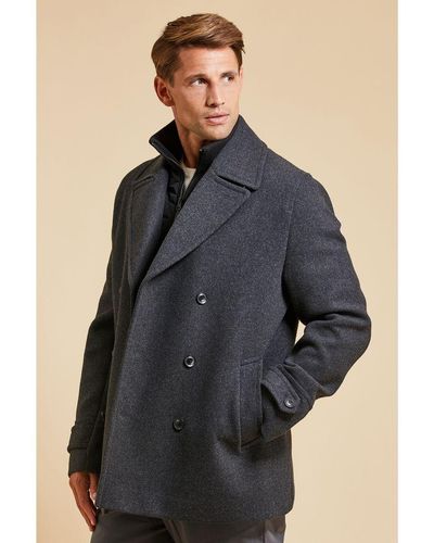 Buy Threadbare Luxe Double Breasted Tailored Coat with Mock Layer