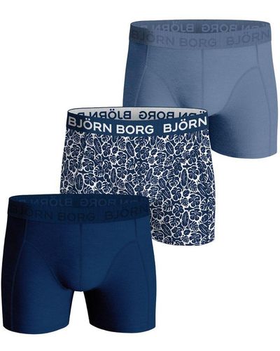 Björn Borg Björn - 3 Pairs Cotton Rich Comfort Stretch Fit Boxer Shorts Mix - Blue