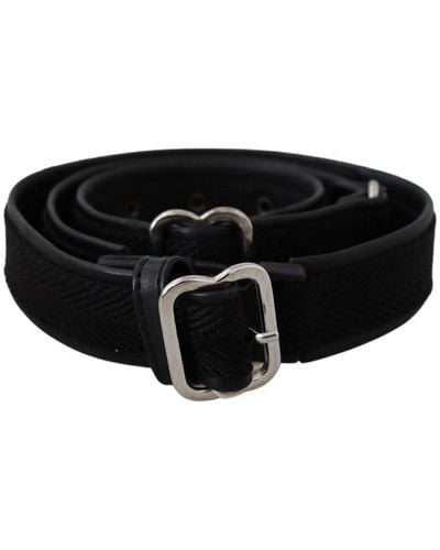 Gianfranco Ferré Leather Chrome Metal Buckle Belt - Black