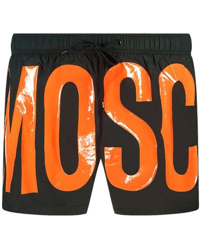 Moschino Grote Oranje Logo Zwarte Short
