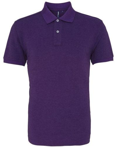 Asquith & Fox Plain Short Sleeve Polo Shirt ( Heather) - Purple
