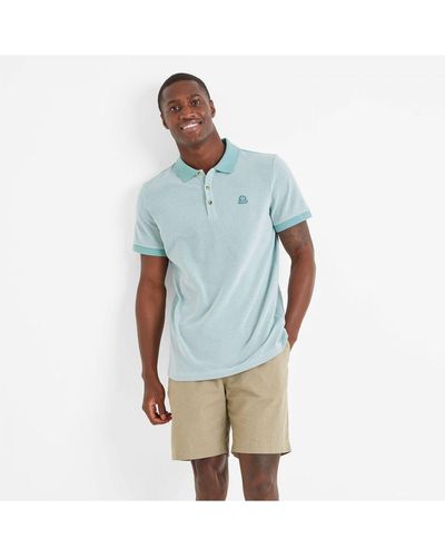 TOG24 Whitley Polo Shirt Muted Teal Birdseye Cotton - Blue