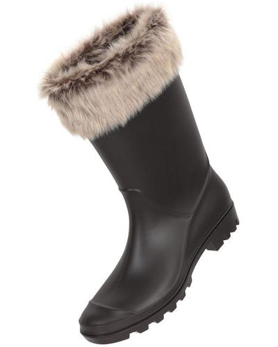 Mountain Warehouse Ladies Faux Fur Lined Wellington Boots () - Grey