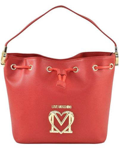 Moschino Love Plain Handbag With Shoulder Strap - Red