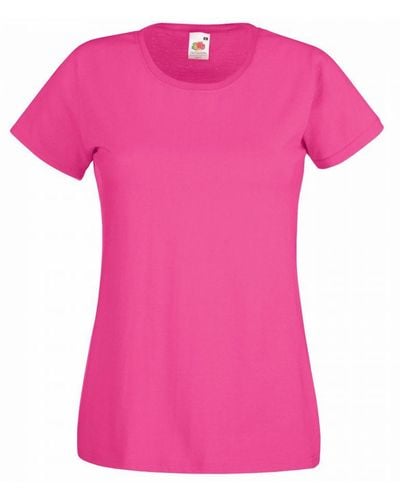 Fruit Of The Loom Ladies/ Lady-Fit Valueweight Short Sleeve T-Shirt (Pack Of 5) () Cotton - Pink