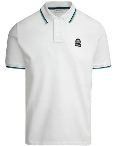 Sandbanks Badge Logo Tipped Sleeve Polo Shirt - White