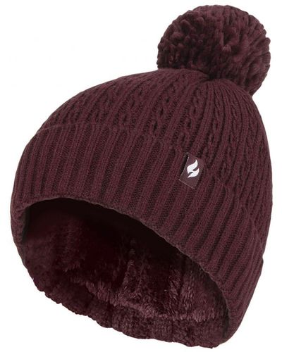 Heat Holders Ladies Thermal Cable Beanie Hat - Red