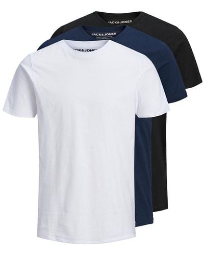 Jack & Jones Jack&jones Casual Katoenen T-shirt Voor , Korte Mouwen Met Ronde Hals, Multi-pack Van 3 - Blauw