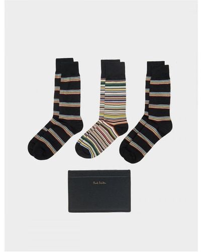 Paul Smith Accessories Socks And Card Holder Gift Set - White
