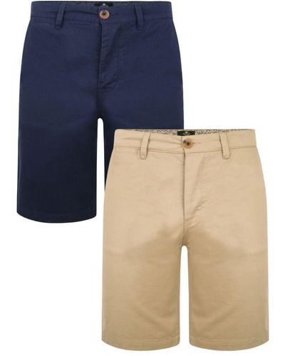 Threadbare 2 Pack 'southsea' Chino Shorts Cotton - Blue