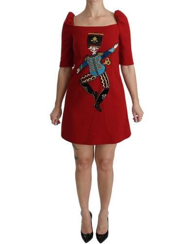Dolce & Gabbana Rode Sequined Toy Shift A-lijn Jurk Van Wol Voor - Rood