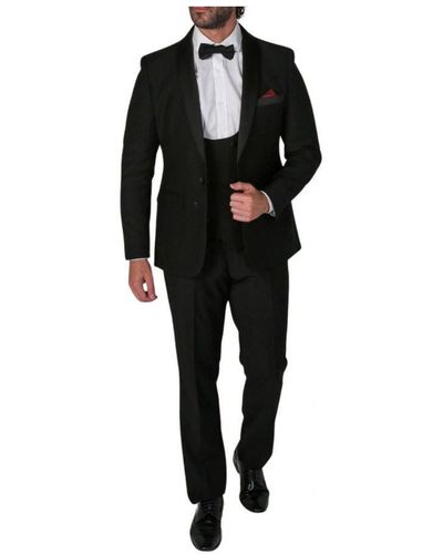 Paul Andrew 3 Piece Tuxedo Suit - Black