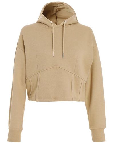 Quiz Cropped Corset Hoodie Cotton - Natural