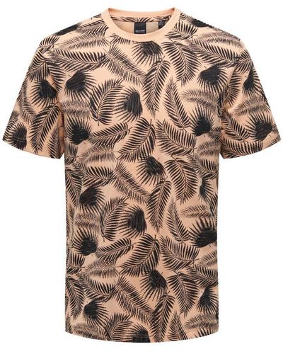 Only & Sons Regular Fit T-shirt Onsmaurits Met All Over Print Peach Nectar - Oranje