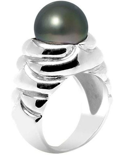 Blue Pearls Pearls Tahitian Pearl Ring 10-11 Mm And 925/1000 - White