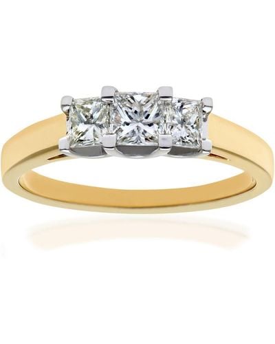 DIAMANT L'ÉTERNEL 18kt Geelgouden 3/4 Karaat Gecertificeerde J/i Princess Cut Diamond Trioligy-ring - Metallic