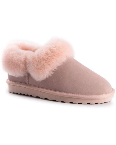 Aus Wooli Sheepskin Wool Traditional Ankle Slippers - Pink