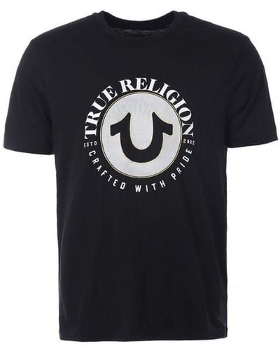 True Religion T-shirt Met Ronde Hals En Rond Hoefijzerlogo Voor , Zwart