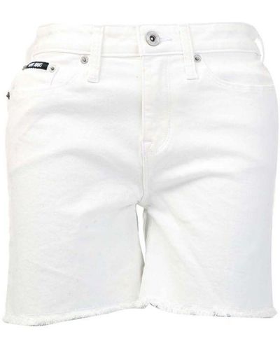 DKNY Womenss High Rise Cut Off Shorts - White