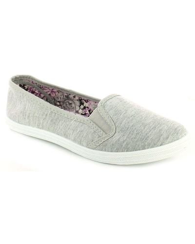 Platino New Ladies/ Slip Ons Elasicated Gusset Canvas Court Shoes - White