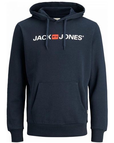 Jack & Jones Hoodies Jjecorp Oud Logo Sweat Hood Blauw