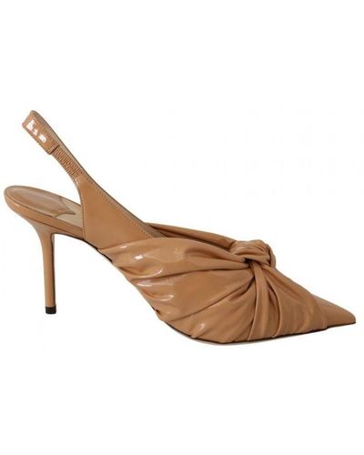Jimmy Choo Caramel Brown Leather Annabell 85 Court Shoes